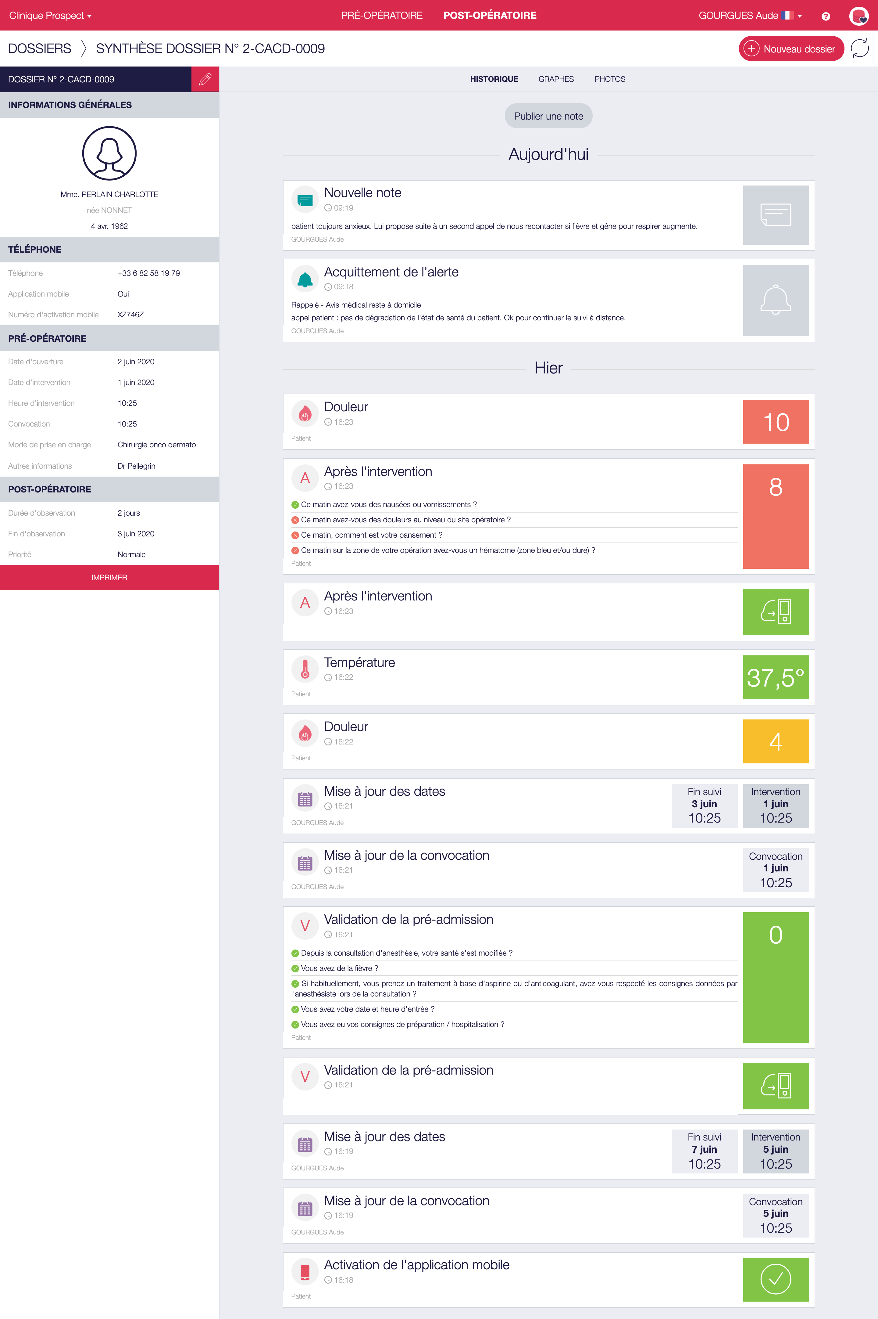 Historique du dossier patient