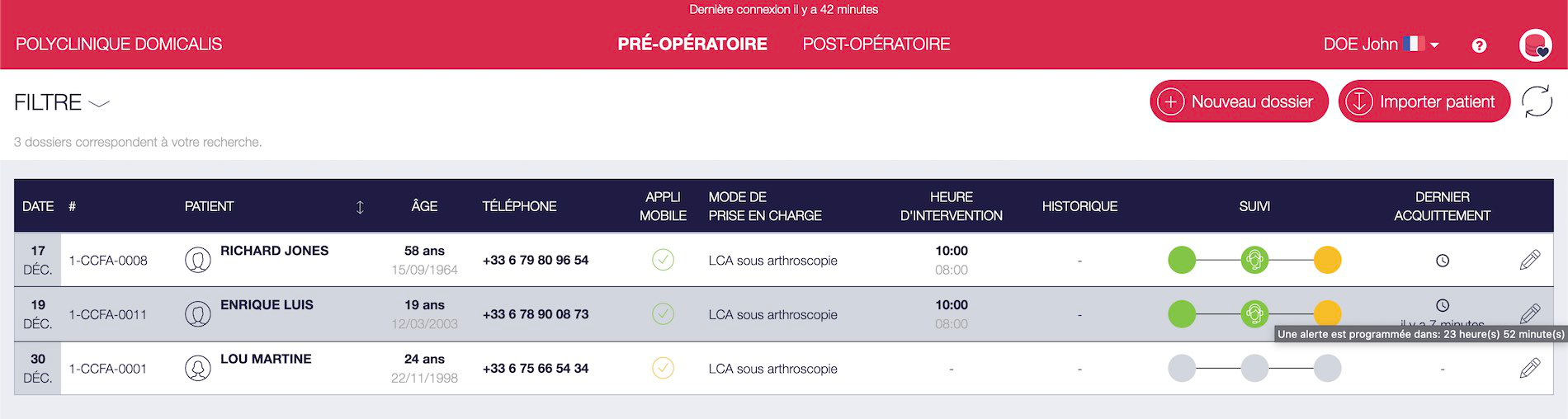 Statut de programmation